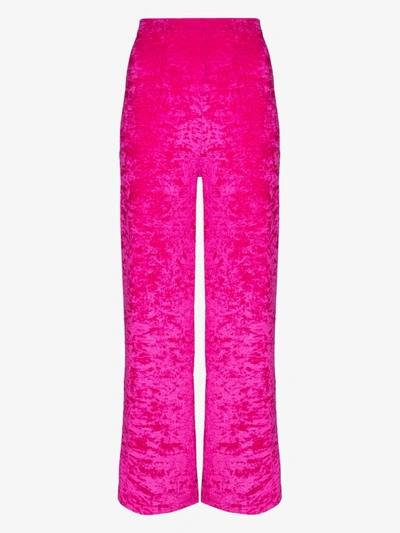 Shop Marine Serre Cropped Velvet Trousers In Pink