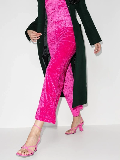 Shop Marine Serre Cropped Velvet Trousers In Pink