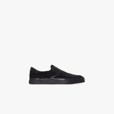 Shop Amiri Black Skeleton Slip-on Sneakers