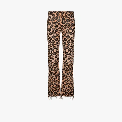 Shop Alanui Leopard Print Jeans In Brown
