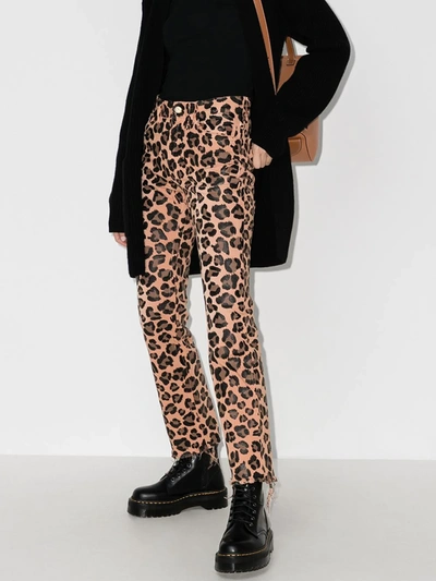 Shop Alanui Leopard Print Jeans In Brown