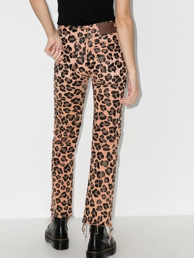 Shop Alanui Leopard Print Jeans In Brown