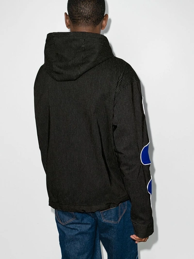 Shop Ahluwalia Wave Panel Pinstripe Hoodie In Black