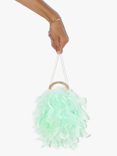 Shop Rosantica Green Twiggy Feather Clutch Bag