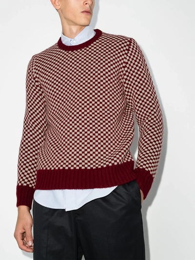 Shop Kiton Red Checked Cashmere Sweater