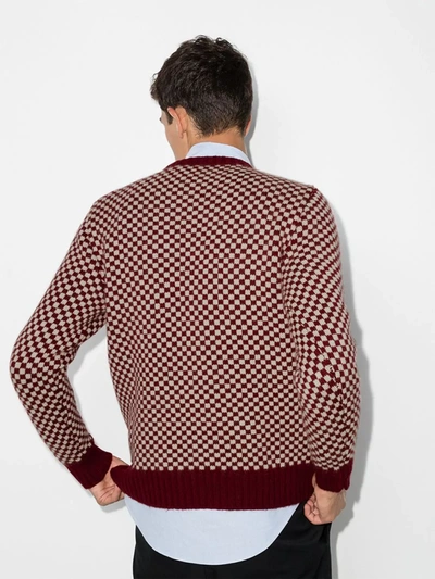 Shop Kiton Red Checked Cashmere Sweater