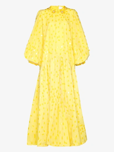 Shop Ashish Sequinned Evening Gown In Yellow