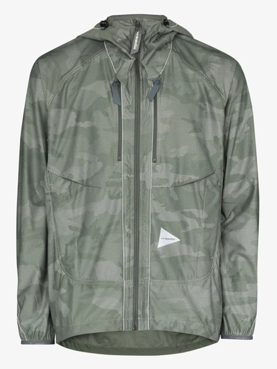 Shop And Wander Grey Camouflage Print Hooded Jacket In Green