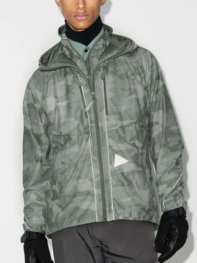 Shop And Wander Grey Camouflage Print Hooded Jacket In Green