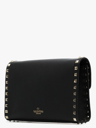 Valentino Black Rockstud Cross-body Bag In Grained Calfskin In Black