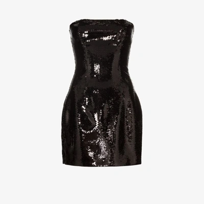 Shop Balmain Sequin Bustier Mini Dress In Black