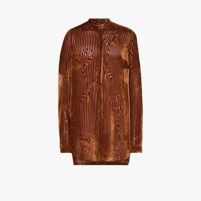 Shop Ann Demeulemeester Vasily Striped Velvet Shirt In Brown