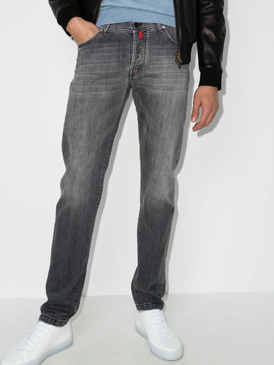 Shop Kiton Grey Slim Fit Denim Jeans