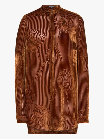 Shop Ann Demeulemeester Vasily Striped Velvet Shirt In Brown