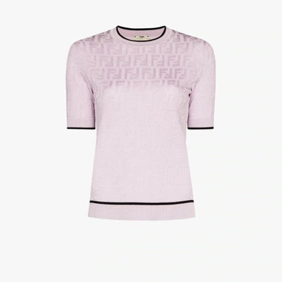 Shop Fendi Ff Logo Jacquard Top In Pink