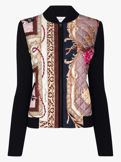 Shop Ferragamo Printed Quilted Sweater In Blue