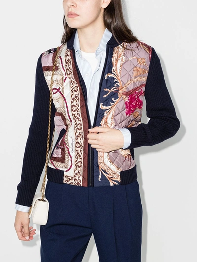 Shop Ferragamo Printed Quilted Sweater In Blue