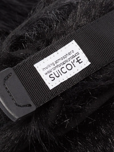 Shop Suicoke Black Zavo Zeu Faux Fur Slippers