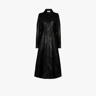 Shop Lvir Black Faux Leather Maxi Dress