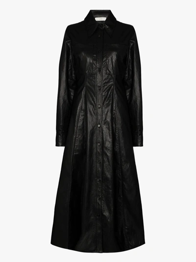 Shop Lvir Black Faux Leather Maxi Dress