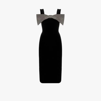 Shop Christopher Kane Embellished Bow Midi Dress In Black