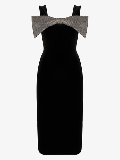 Shop Christopher Kane Embellished Bow Midi Dress In Black