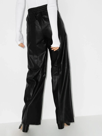 Shop Remain Duchesse Wide Leg Leather Trousers In Black