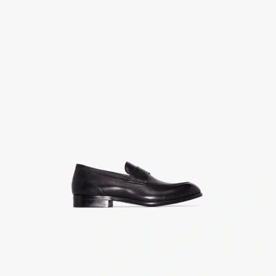 Shop Ermenegildo Zegna Leather Penny Loafers In Black