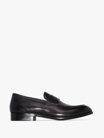 Shop Ermenegildo Zegna Leather Penny Loafers In Black