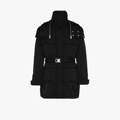 Shop Alyx Belted Hooded Parka Coat In Black