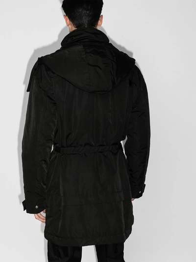Shop Alyx Belted Hooded Parka Coat In Black