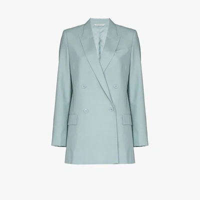 Shop Givenchy Double-breasted Wool Blazer In Blue
