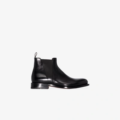 Shop Santoni Leather Chelsea Boots In Black