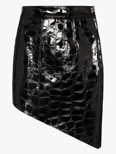 Shop Alexander Wang Asymmetric Mock Croc Mini Skirt In Black