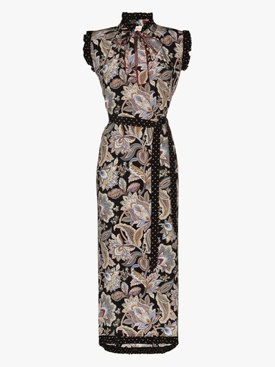 Shop Zimmermann Ladybeetle Floral Print Silk Dress In Black