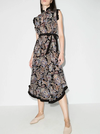 Shop Zimmermann Ladybeetle Floral Print Silk Dress In Black