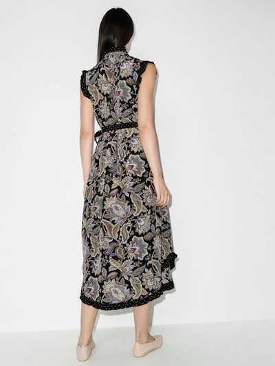 Shop Zimmermann Ladybeetle Floral Print Silk Dress In Black