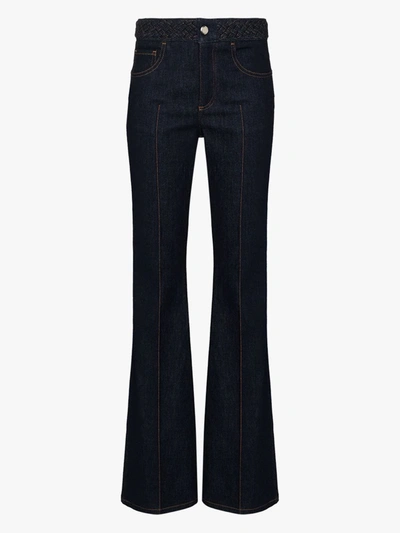 Shop Chloé Blue Recycled Denim Braided Flared Jeans