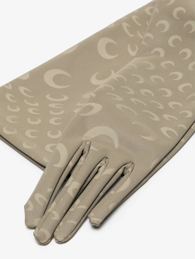 Shop Marine Serre Grey Crescent Moon Print Reflective Long Gloves