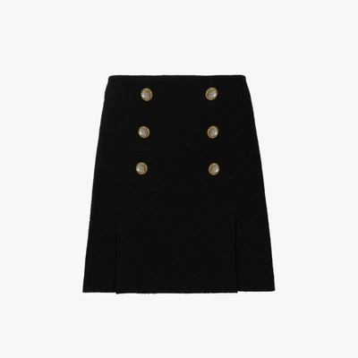 Shop Alessandra Rich Crystal Button Mini Skirt In Black