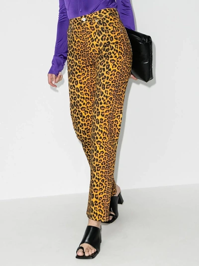 Shop Kwaidan Editions Leopard Print Jeans In Orange