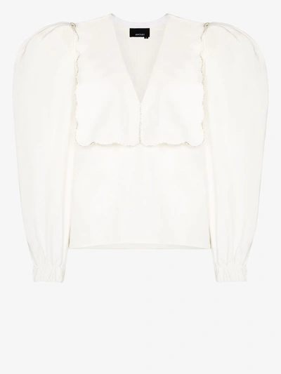 Shop Anouki Victorian Puff Sleeve Blouse In White