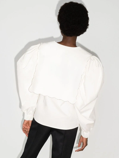 Shop Anouki Victorian Puff Sleeve Blouse In White