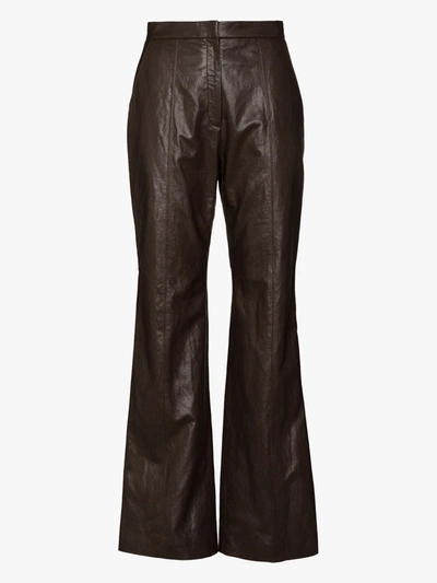 Lvir Brown Grained Faux-leather Pants In Brown
