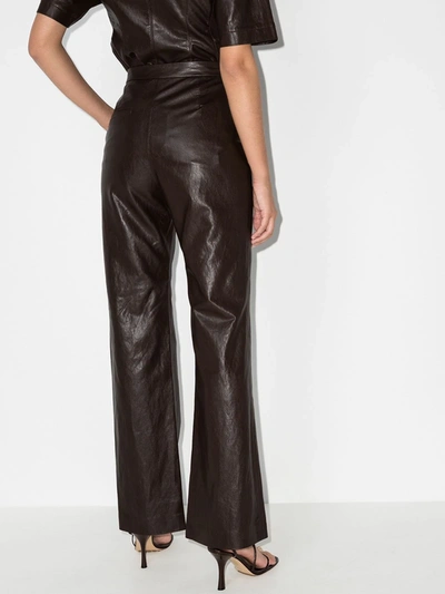 Lvir Brown Grained Faux-leather Pants In Brown