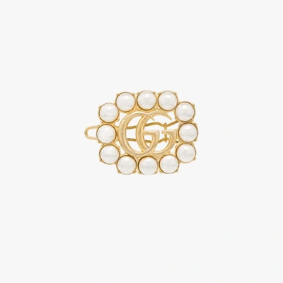 Shop Gucci Gold Tone Gg Hair Slide