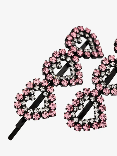 Shop Ashley Williams Pink Heart Crystal Hair Clip Set In Black