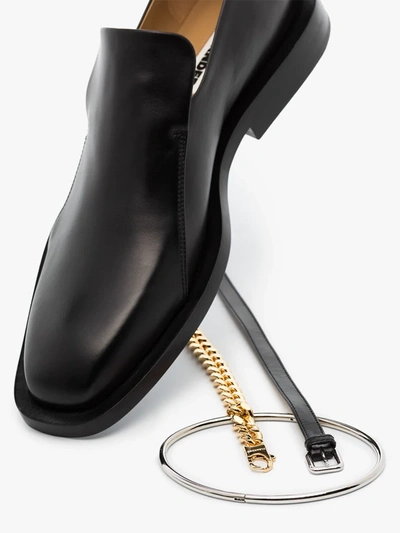 Shop Jil Sander Anklet Leather Loafers In Black