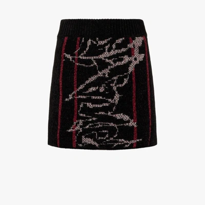 Shop Angel Chen Black Jacquard Knit Mini Skirt