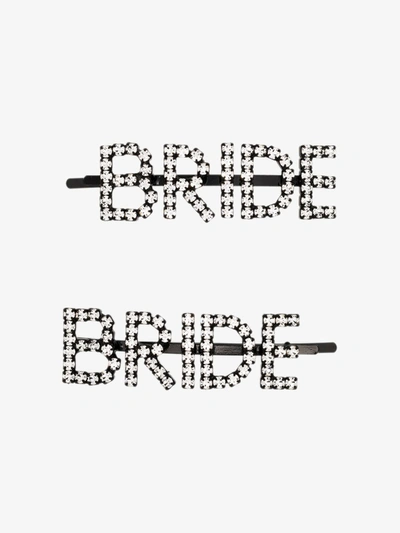 Shop Ashley Williams Silver Tone Bride Crystal Hair Clip Set In Black
